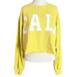 New Wild Fable Neon Yellow Cali Cropped Graphic Crewneck Sweatshirt